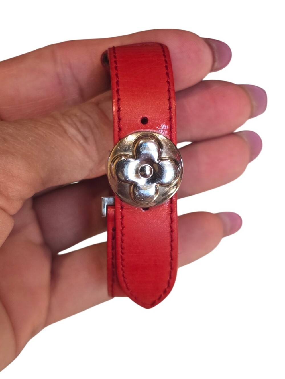 Louis Vuitton Wish Good Luck Red Silver Adjustable Leather Bracelet - Picture 4 of 14